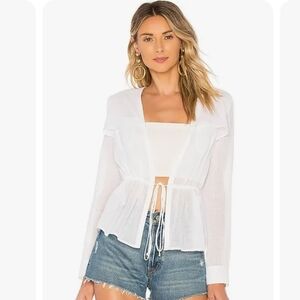 Bcbgmaxazria Capelet Drawstring White Top Size S